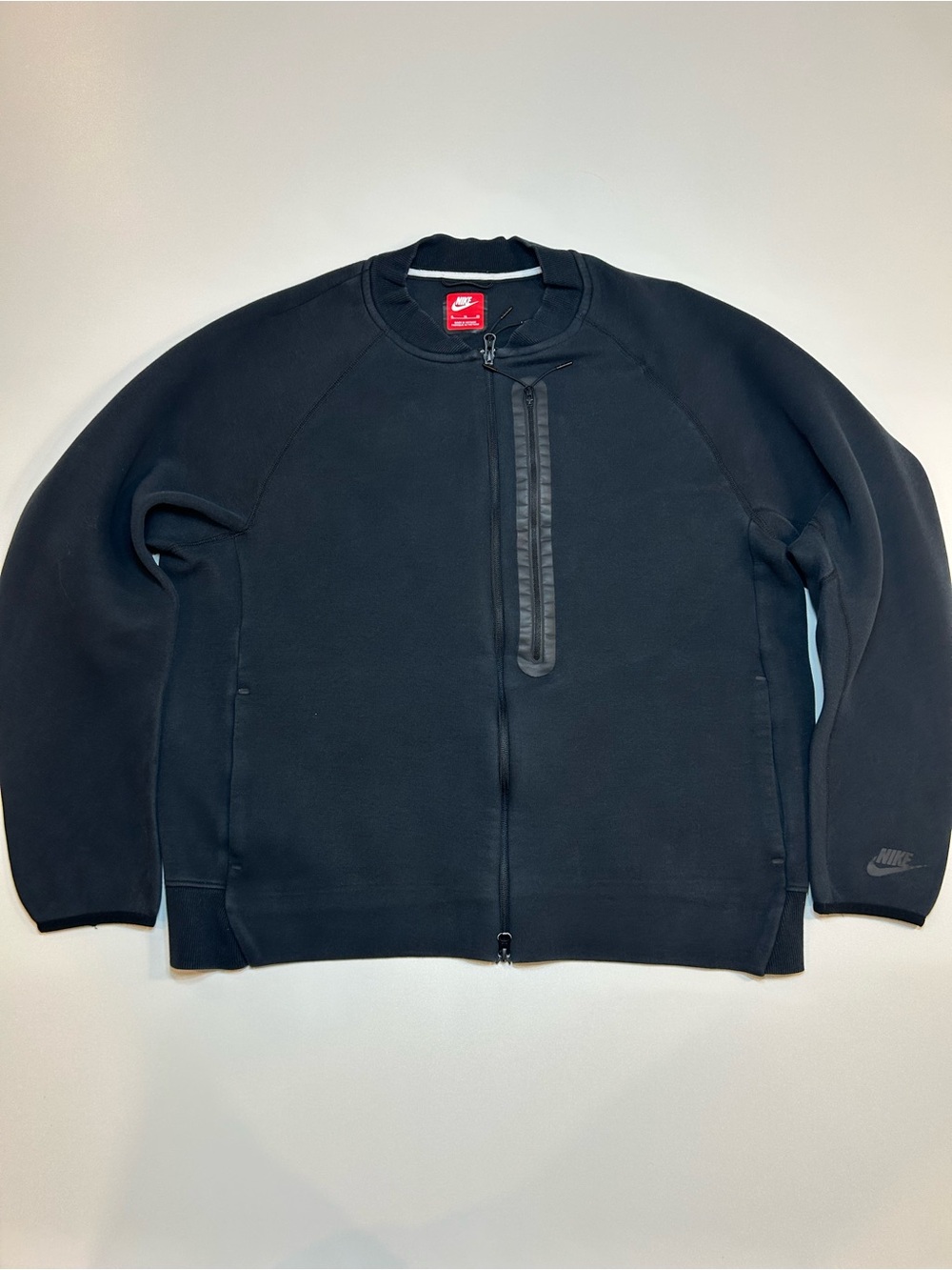 Nike Sportswear Tech Fleece Bomber Jacket Full Zip Black Crew Neck